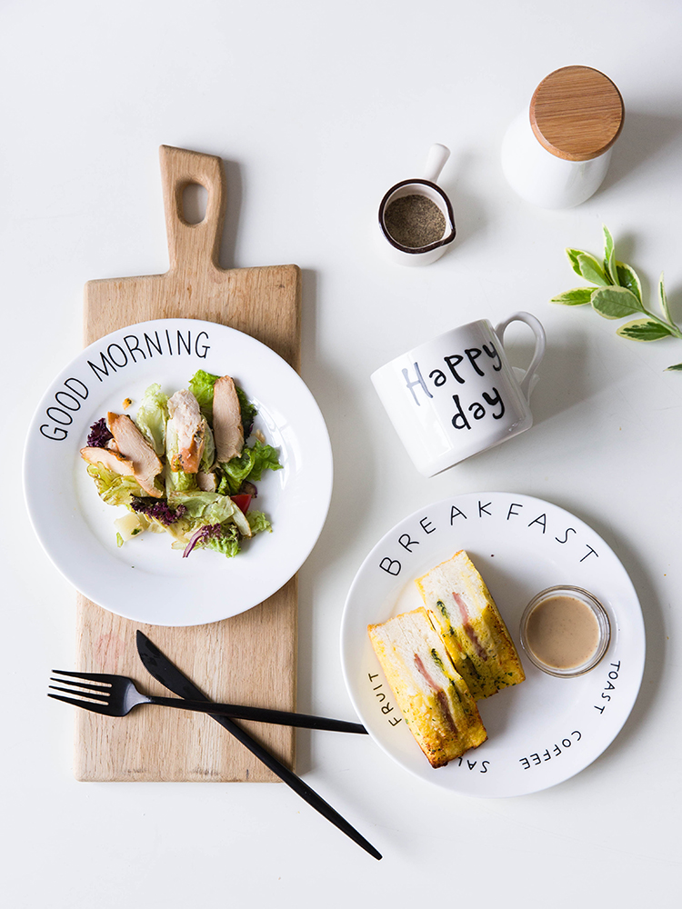 Modern ceramic dinner plate housewife continental breakfast cake plate of new creative household utensils English dish