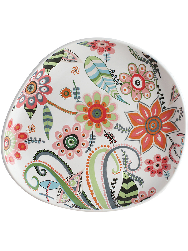Modern housewives the plants flower glaze with handle disc ceramic beefsteak snack plate of creative household fruit bowl