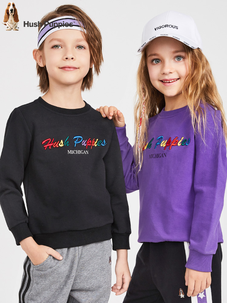 Hush Puppies 暇步士 19年秋季新款 中大童刺绣卫衣 天猫优惠券折后¥88包邮(¥178-90) 男、女童105~170码10色可选