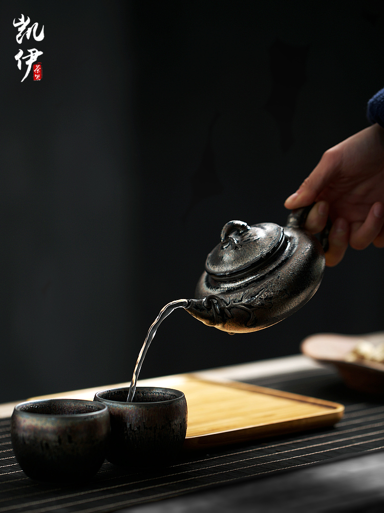 Kate/Zeng Guangxu temmoku up of bamboo pot teapot built manually kung fu tea ceramic teapot