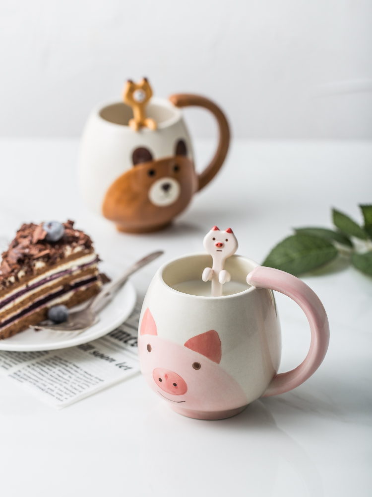 Japanese cartoon INS glass ceramic cup han edition home mugs contracted couples a creative trend