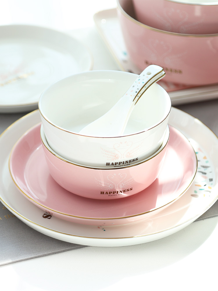 The red sun type ceramic bowl bowl chopsticks tableware individual students face soup bowl creative move Nordic home use plate