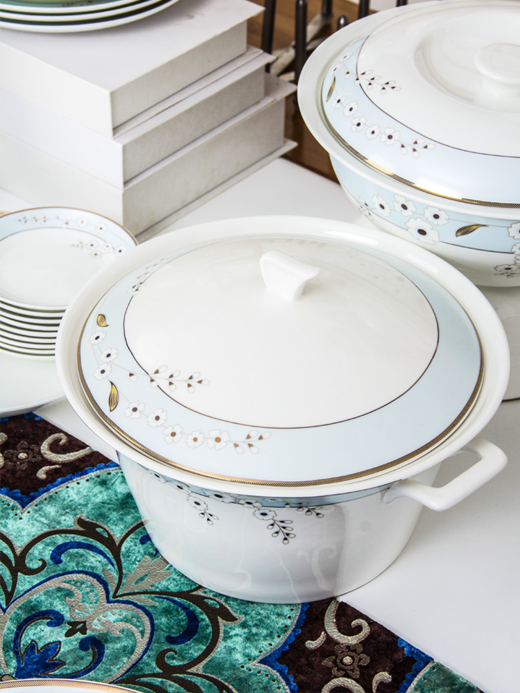 Dishes suit household contracted ipads porcelain Dishes eat ceramic bowl soup plate tableware chopsticks spoons combination of simple but elegant and pure and fresh