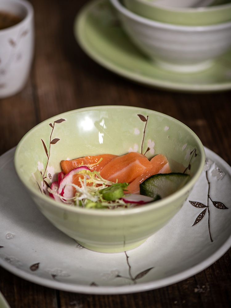 Japanese dishes and wind ceramic bowl household single eat bowl, small bowl of rice bowls hat to use tableware creative restoring ancient ways