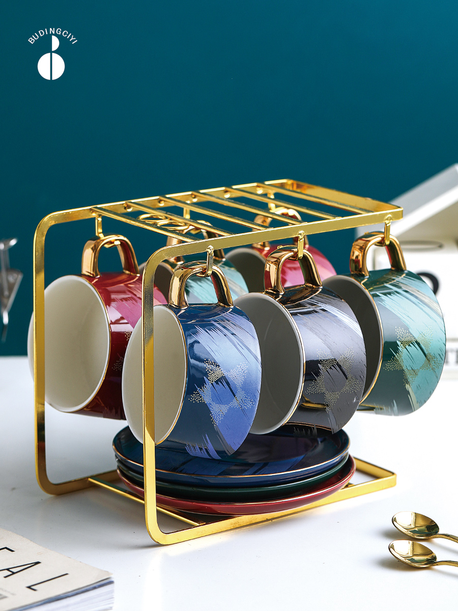 Move ins wind ceramic coffee cups and saucers suit European creative small exquisite key-2 luxury high - grade tea cups