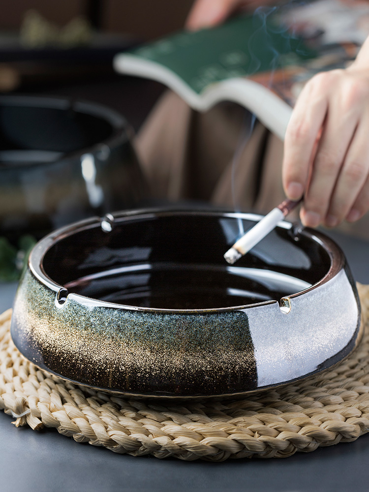 Porcelain color beauty creative emboss ceramic ashtray large thick retro home sitting room office ashtray