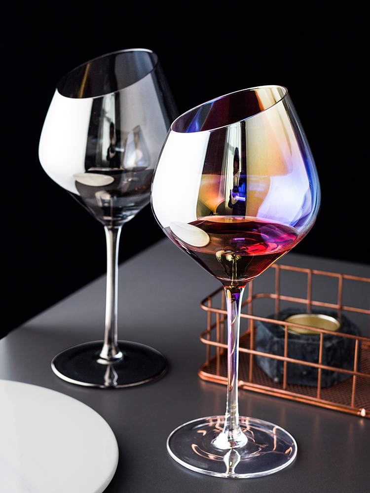 Porcelain color beautiful European bevel glass with large glasses of red wine glass goblet champagne glass