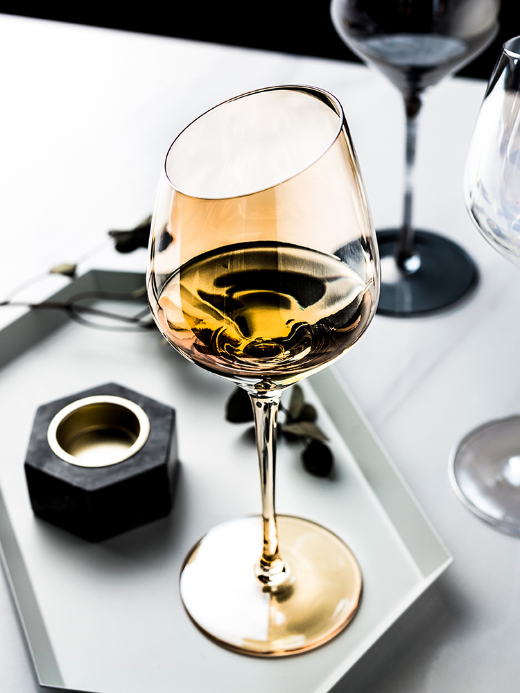 Porcelain color beautiful colored inclined family crystal glass red wine goblet champagne cups of wine glass ou