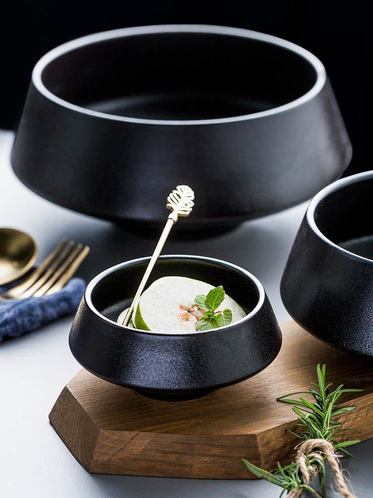 Porcelain color beauty creative ceramic bowl noodles bowl of soup bowl dish large irregular salad bowl tall bowl of tableware restoring ancient ways