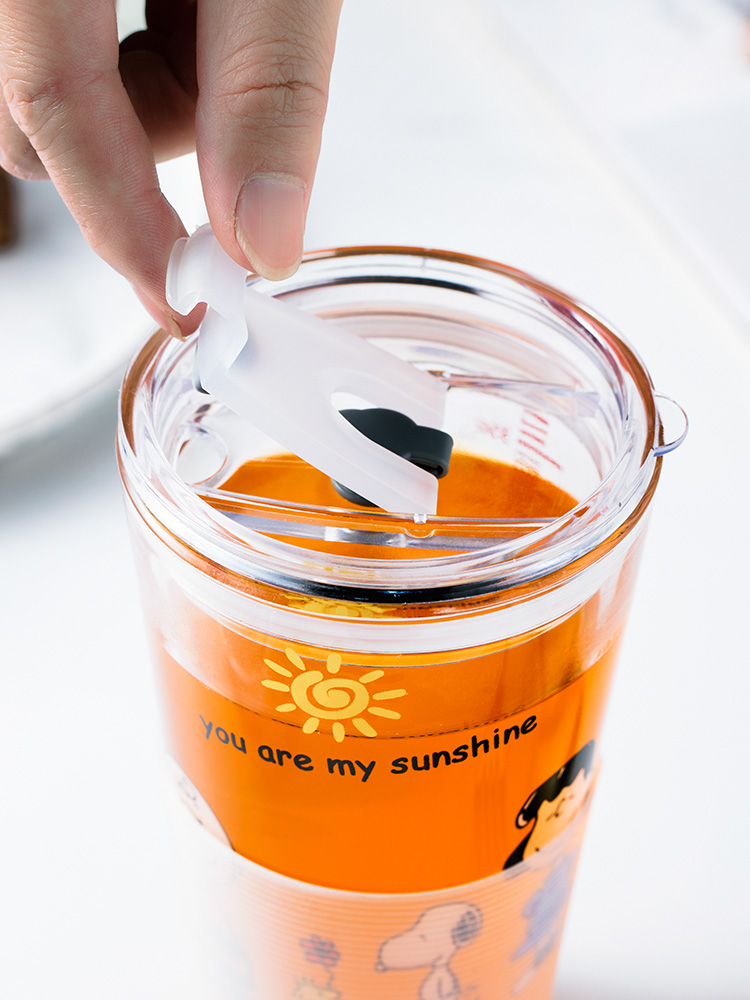 Porcelain color beauty with cover glass suction cup home children scale breakfast milk cup portable straws juice cup