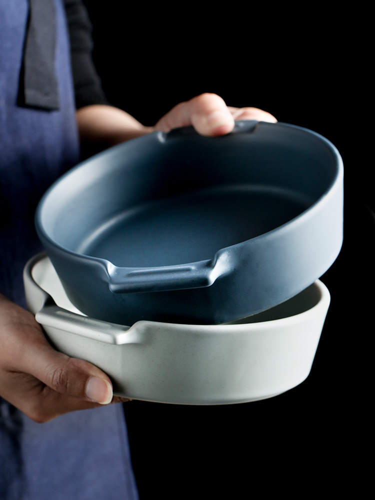 Porcelain color beautiful northern western dishes deep dish soup plate household ears dish plate ceramic salad plate for FanPan baking pan