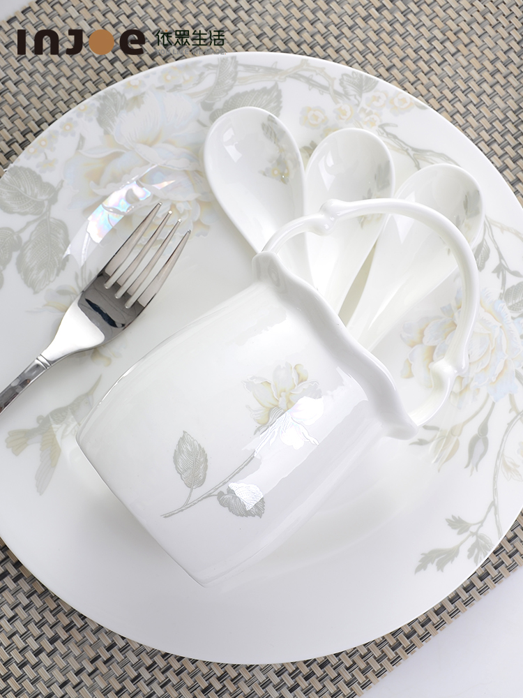 Tangshan ipads porcelain tableware Chinese dishes suit home plate creative dishes ceramic bowl chopsticks spoons dish fish dish