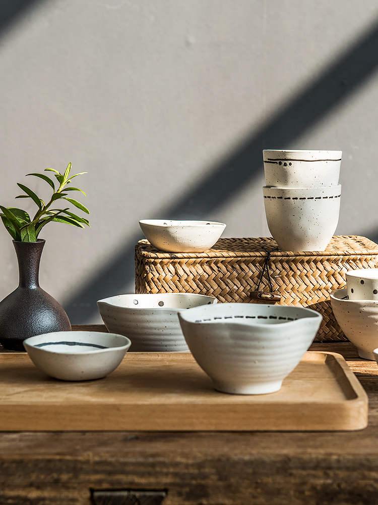 Jian Lin, a Japanese geometric tableware bowls a single household flavour restoring ancient ways petals ceramic bowl dish of soy sauce dishes cup water