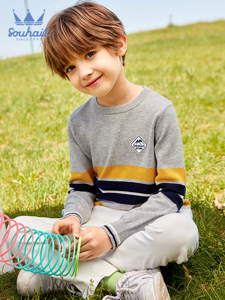 水孩儿 21年秋季款 纯棉 中大男童 套头毛衣 天猫优惠券折后¥79包邮(¥159-80)105~170码3色可选