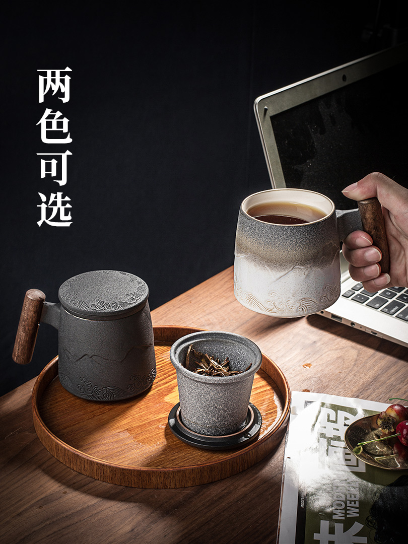 Shanhai line with cover filter tea cup office tea keller custom household glass ceramic tea cup
