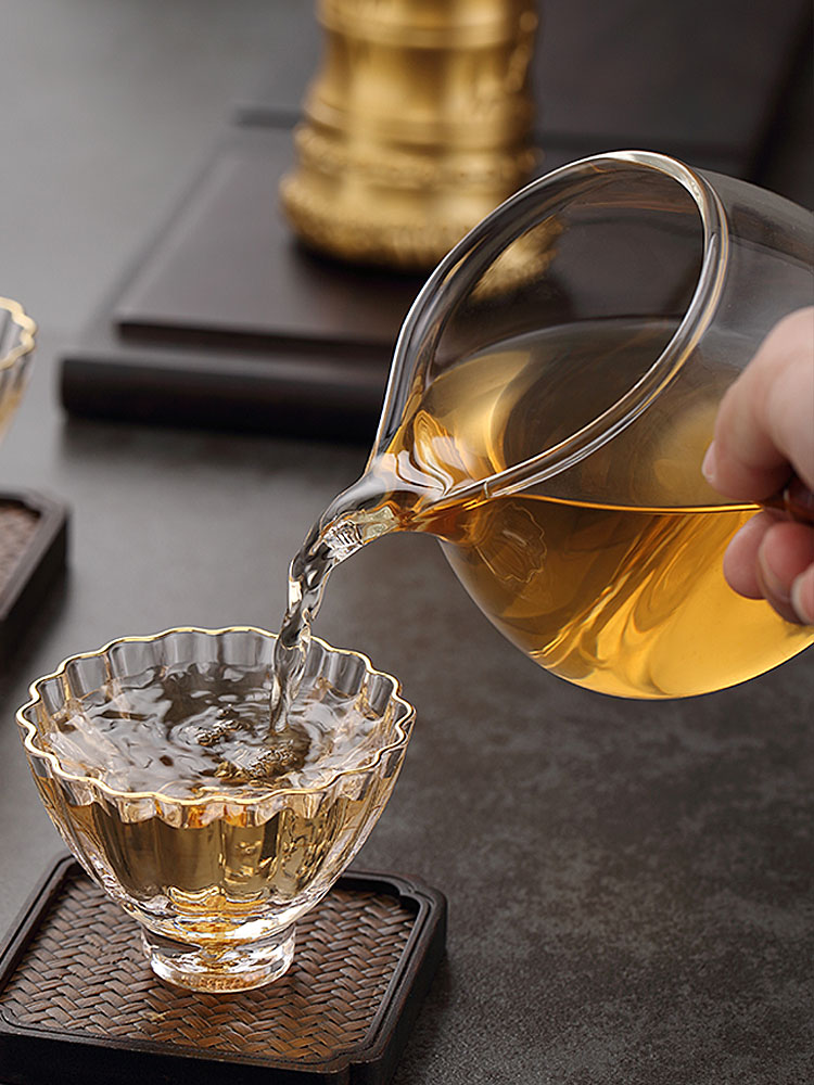 Morning high thickening side of real wood the tea ware kung fu tea set reasonable heat resistant high temperature glass cup tea suits for sea)