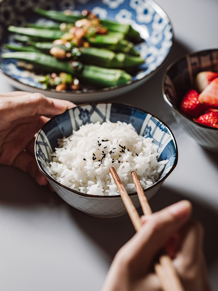 Jingdezhen ceramic bowl Japanese tableware suit creative 10 5 bowls of rice bowls to eat bread and butter of household small bowl