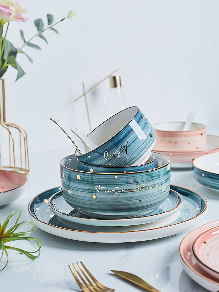 Nordic light key-2 luxury ceramic household food dish creative web celebrity ins plate suit steak dish food dish u.s but elegant