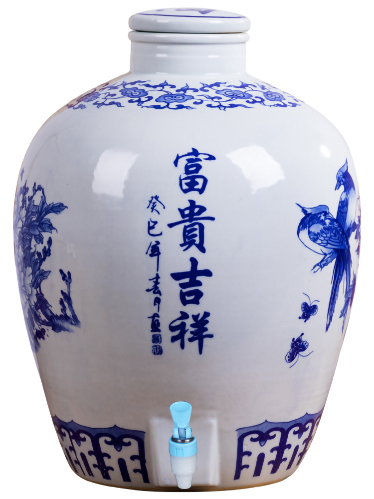 Jingdezhen ceramic jar household seal tap water expressions using the to save an empty bottle mercifully wine wine earthenware blue it