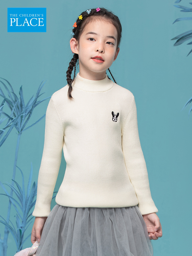 The Children’s Place 绮童堡 21年秋季新款 卡通绣花 女童高领毛衣 天猫优惠券折后￥49.9包邮（￥119.9-70） 100~160码多色可选 赠棉袜2双