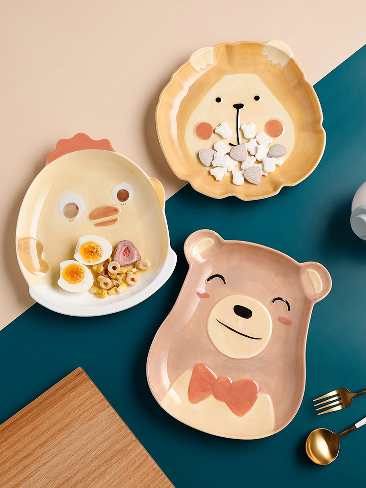 Breakfast meal plate of cartoon express ceramic creative home baby plate dishes afternoon tea heart plate