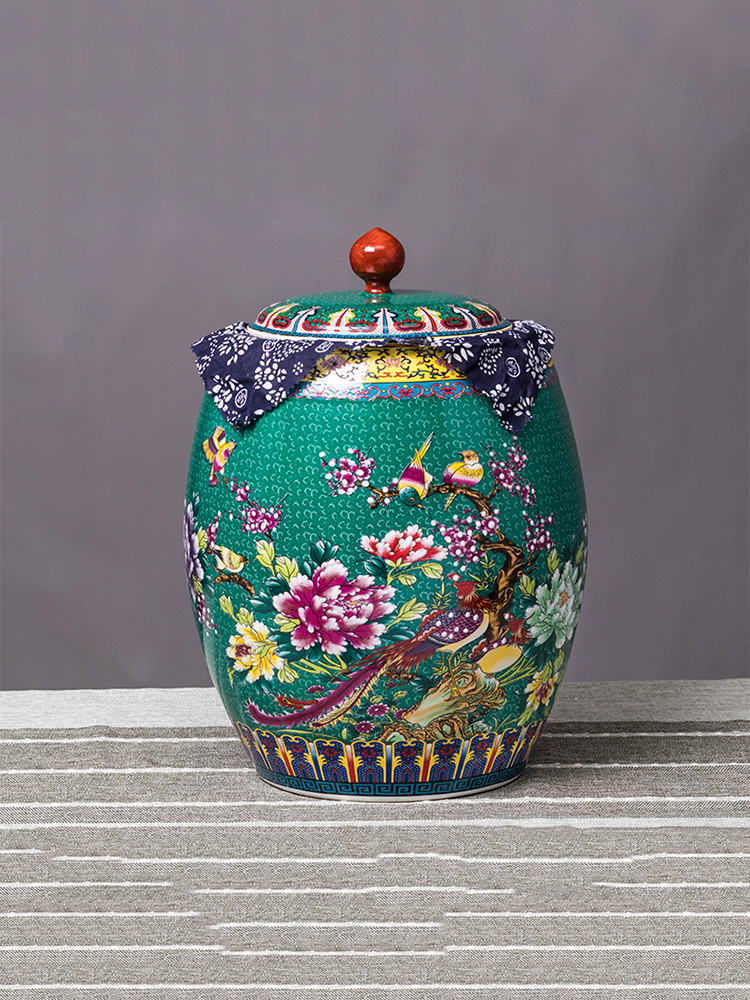 Large porcelain tea pot ceramic business gifts storage tank receives puer tea cake box of tea urn jar