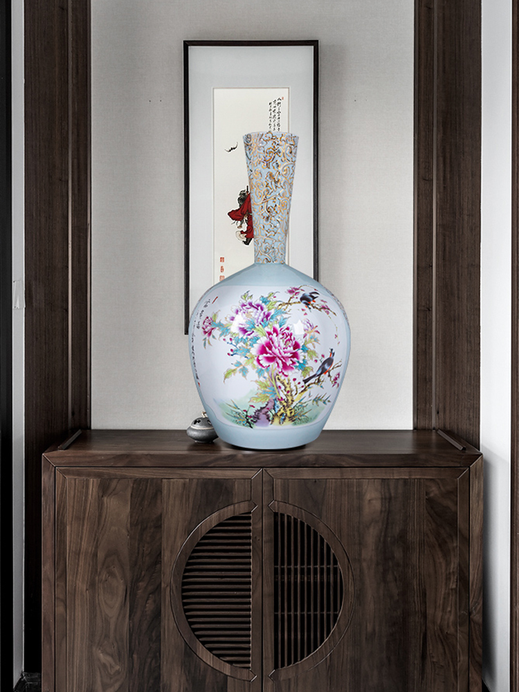The Master of jingdezhen chinaware paint powder enamel vase furnishing articles of Chinese style home decoration sitting room porch flower arrangement