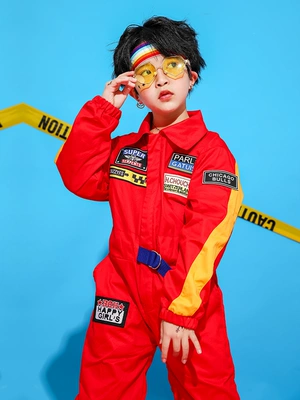 Trang phục trẻ em nhảy múa đường phố trang phục phù hợp với cậu bé hip hop dụng cụ Quần áo Xiêm bộ quần áo liền thân cho bé Áo liền quần