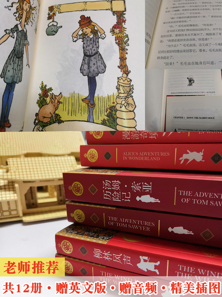新课标学生推荐读物 中英文双语版 经典名著中英文故事阅读书籍 12册 天猫优惠券折后￥38.8包邮（￥58.8-20）