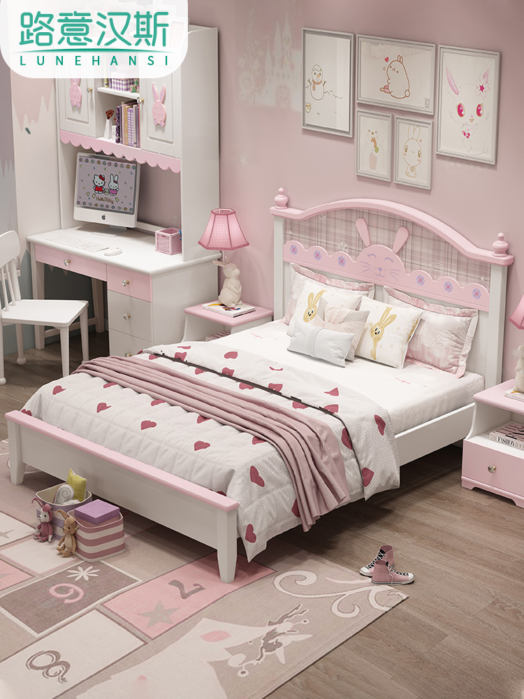 Nordic giường đôi cô gái trẻ cô gái giường công chúa 1,5m Red Rabbit Cartoon Network giường cũi trẻ em phòng