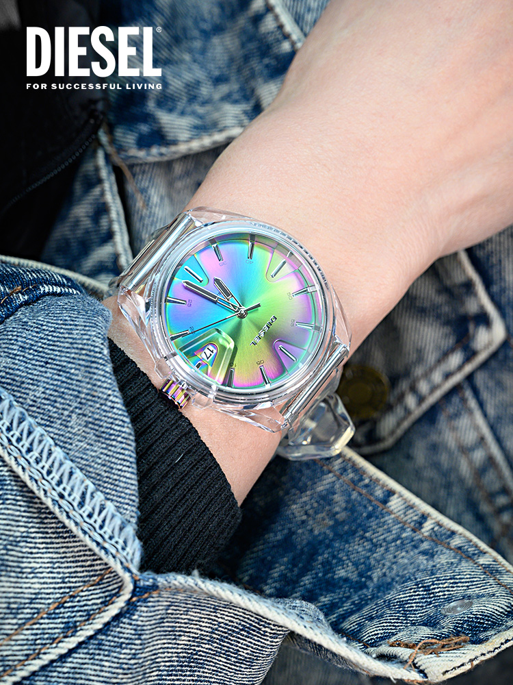 Diesel 迪赛 中性款 极光果冻透明手表 DZ1926 双重优惠折后￥399包邮