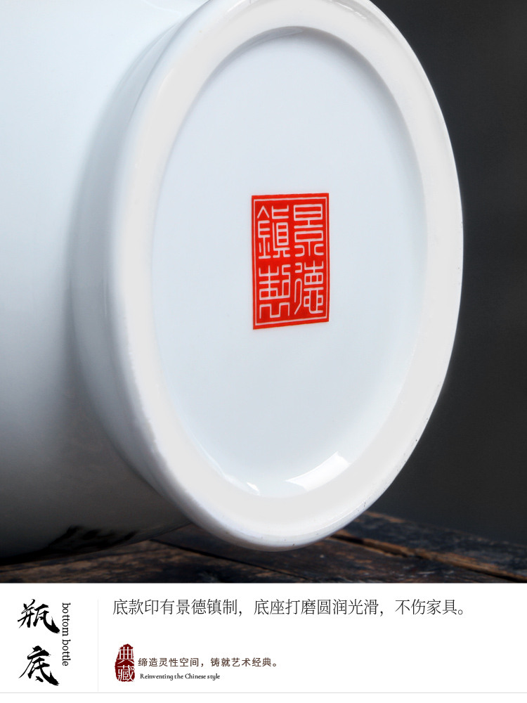 Jingdezhen ceramic hand - made big lucky bamboo vase high flower arranging the sitting room of Chinese style large porcelain dried flower adornment furnishing articles
