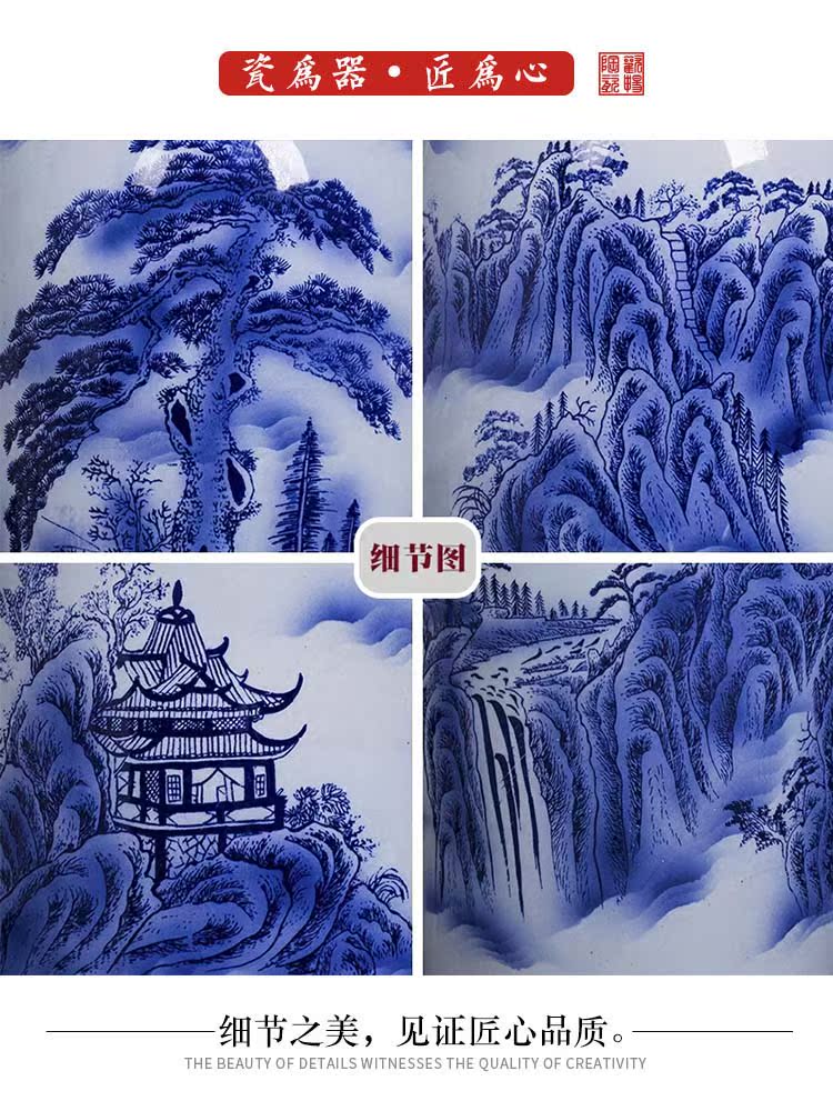 Sf34 splendid hotel decoration pieces of large vase of blue and white porcelain of jingdezhen ceramics furnishing articles in the living room