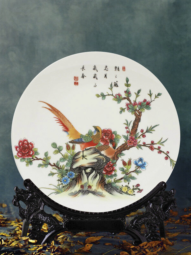 Jingdezhen ceramics decoration plate modern new Chinese style household act the role ofing is tasted, the sitting room porch TV ark, wine furnishing articles