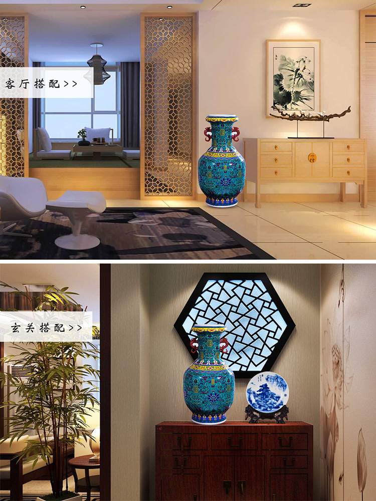 D2 jingdezhen ceramics binaural high landing big vase furnishing articles flower arranging archaize sitting room decoration home decoration
