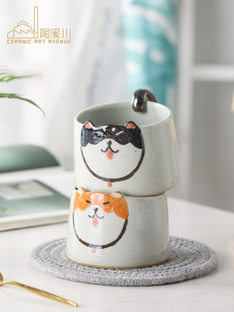 TaoXiChuan firewood dog mugs Japanese cartoon creative jingdezhen ceramic dog cup coffee cup a birthday present