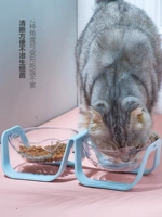 Прозрачная кошачья чаша Двойная чаша может скорректировать на 18 градусов косой во рту для защиты шейных шейных кошек, питьевой воды, вода пищевых продуктов, не солипкие домашние принадлежности