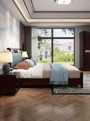 木 bed Giường gỗ nguyên khối mới của Trung Quốc 1,8 m Phòng ngủ chính giường đôi Trung Quốc mới áp suất không khí giường mềm cao giường hộp - Giường mẫu giường ngủ đẹp 2020 Giường