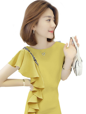 Đầm dự tiệc châu Âu hè nữ 2019 mới Hàng Âu xu hướng khí chất phổ biến kiểu dáng nước ngoài cảm thấy đầm eo - Váy eo cao váy thắt eo Váy eo cao
