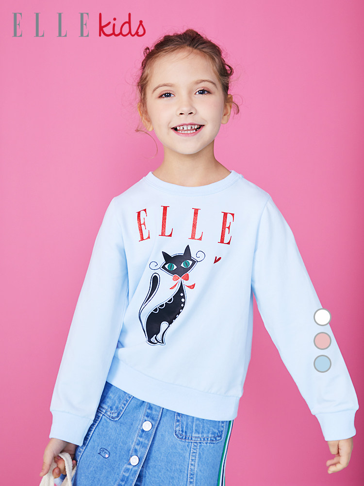 ELLE kids 19年春新款 纯棉 男童圆领卫衣 天猫优惠券折后￥59包邮（￥99-40）3色可选 女童款同价