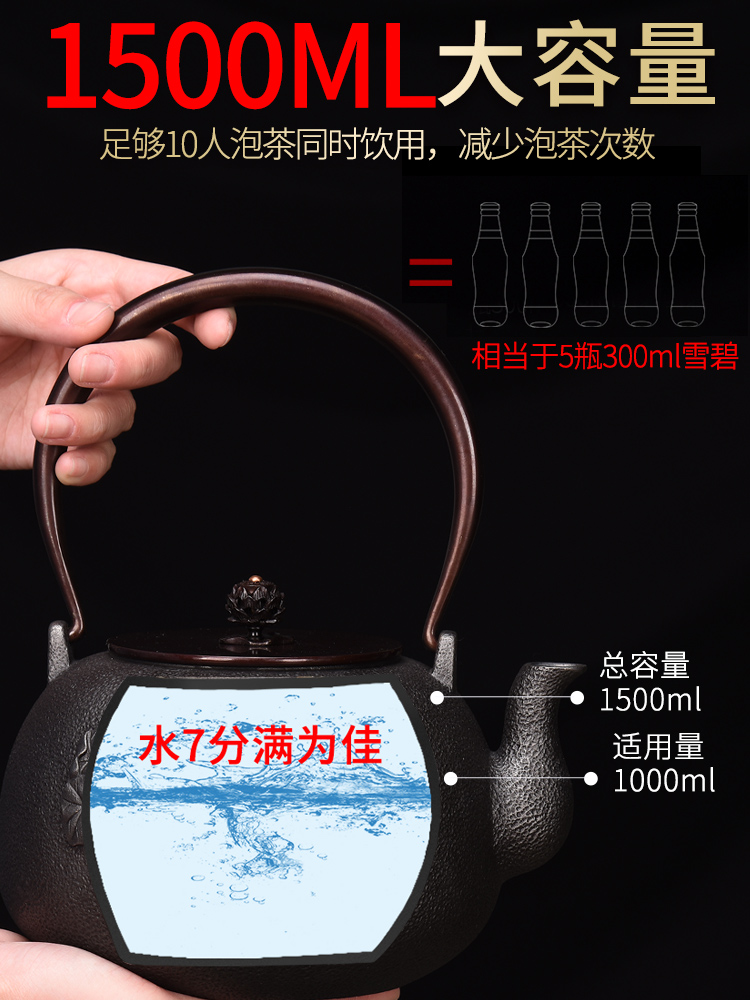 HaoFeng waterproof TaoLu boiled tea machine household suit Japanese checking iron pot of cast iron tea kettle boiling kettle