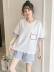 Bộ đồ ngủ nữ mỏng cotton mùa hè Phiên bản Hàn Quốc của học sinh lỏng lẻo Quần short ngắn tay mùa hè dễ thương dịch vụ tại nhà phù hợp với áo hai dây - Bộ Pajama