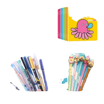 (3 yuan for 3 pieces) 1 random copy of NEW Fun Connected Painting Crystal Blue Erasable Pen 2 Random Color Cartoon Pen Holder Trial Pack 2 Random Donut Series Cartoon Friction Pens in Blue Style