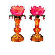 LED lotus lamp pair of Guanyin Bodhisattva double multi-purpose Buddha headlight crystal battery Buddhist hall candle ever-lasting candle lamp