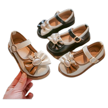 Girls Fashion Small Leather Shoes 2024 Autumn New Style Baby Girls Soft Sole Shoes Girls Middle School Sweet Trendy Princess Shoes