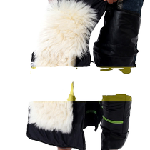 Winter genuine leather wool electric vehicle knee pads to keep warm for men and women plus velvet and thickened long windshield motorcycle riding leggings