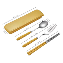 Portable tableware stainless steel chopsticks spoon set student three-piece storage box one-person non-slip antibacterial spoon