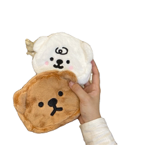 Korean ins style cute cartoon bear plush coin purse portable mini storage bag headphone bag lipstick bag