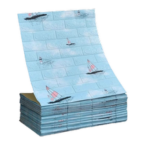 Wall paper Self-adhesive waterproof and moisture-proof Childrens bedroom Cartoon Soft Bag room Wall Decorative Home Wall Self-Sticking Wallpaper