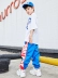 Bộ đồ khiêu vũ dành cho trẻ em Street Street Boy Hip Hop Tide Loose Short Tay áo Hiphop Hiệu suất Quần áo Boy Street Dance Trang phục Trẻ em - Trang phục
